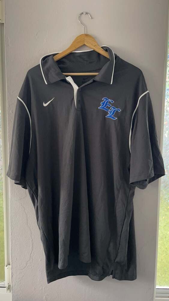 Nike Dri-FIT Gray Polo Shirt XXL - EI Logo Blue & White, College/Team Sports
